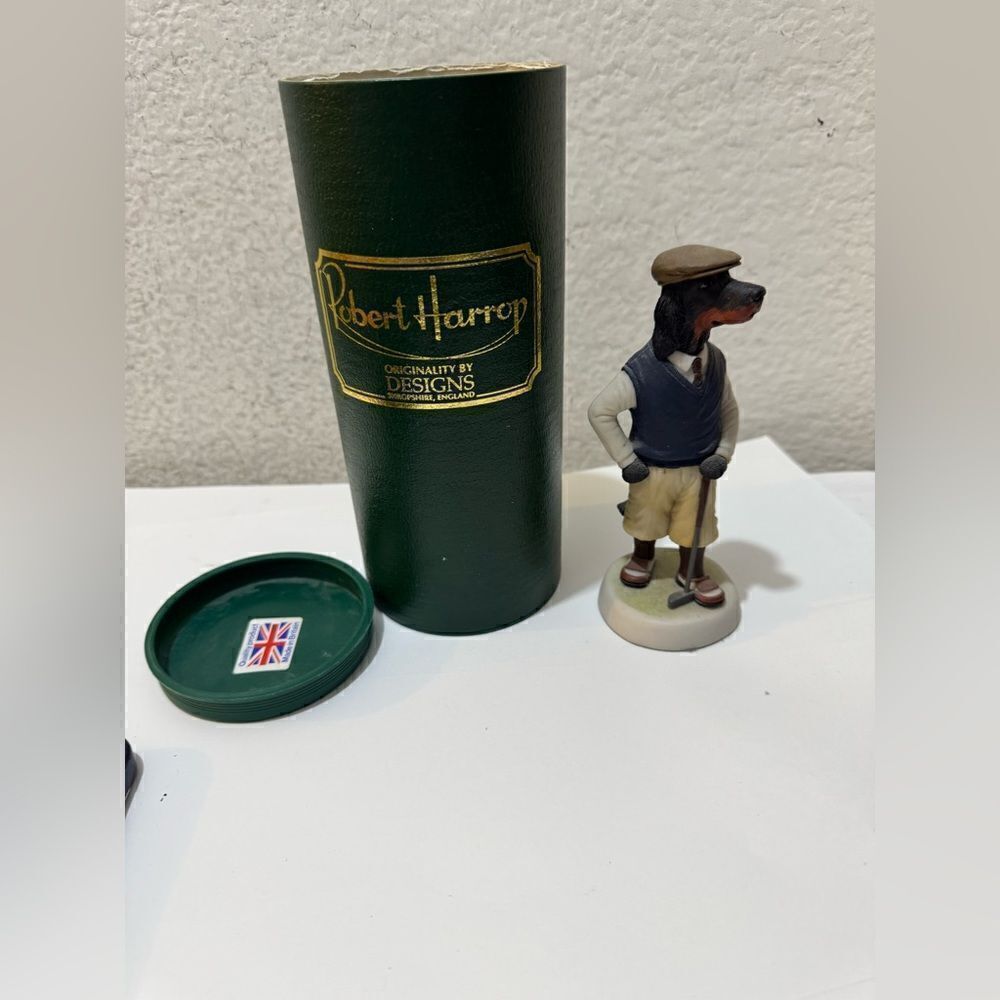 Robert Harrop Boxer Dog Golf  Figurine 5.5”England with case